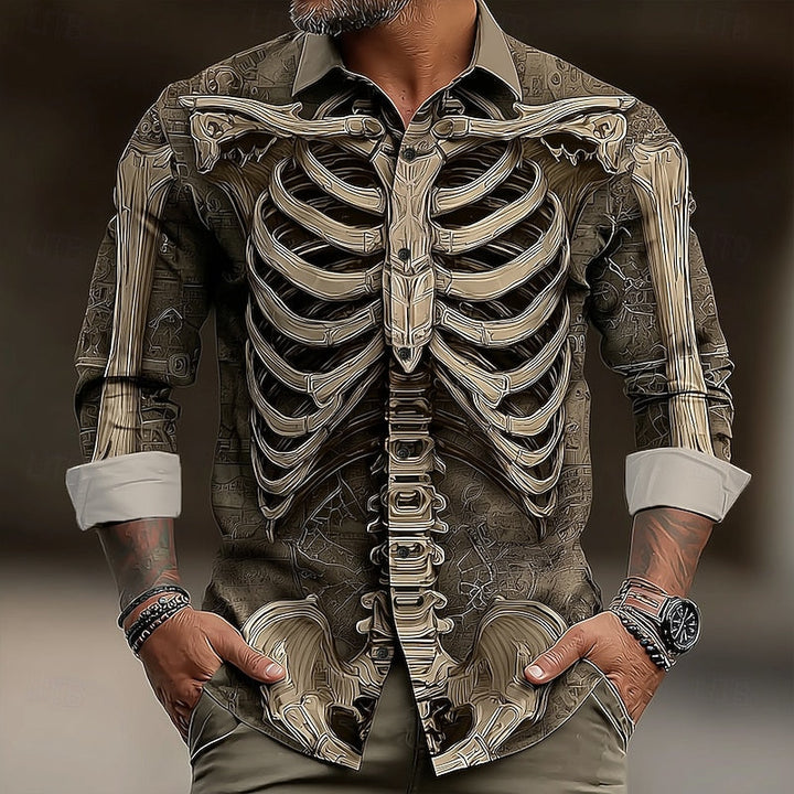 Ambrose | Koszula z guzikiem w stylu Halloween z motywem szkieletu