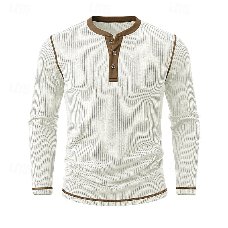 Jared | Koszulka Henley z Żebrowanym Wzorem