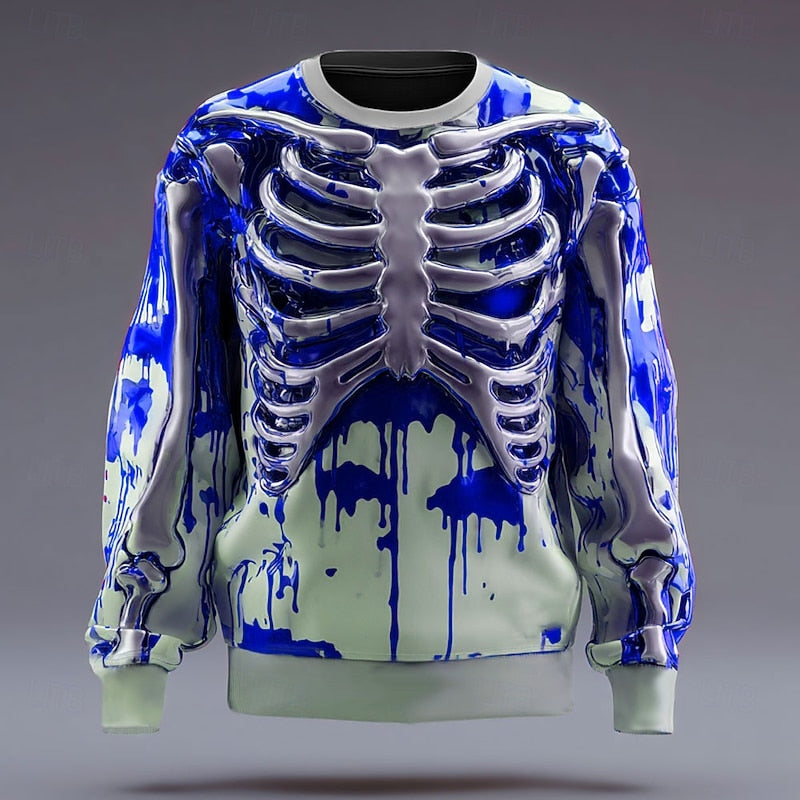 Rory | Halloweenowy Sweter z Szkieletami z Okrągłym Dekoltem