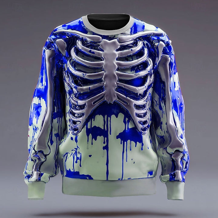 Rory | Halloweenowy Sweter z Szkieletami z Okrągłym Dekoltem