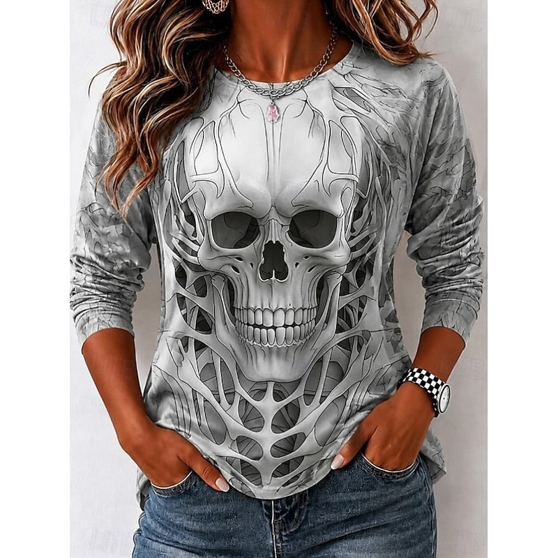 Selene | Koszulka z Długim Rękawem z Czaszką na Halloween