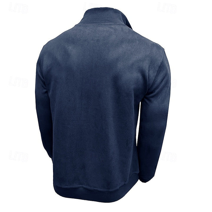 Caleb | Bluza z kołnierzem typu stand-collar na zamek błyskawiczny