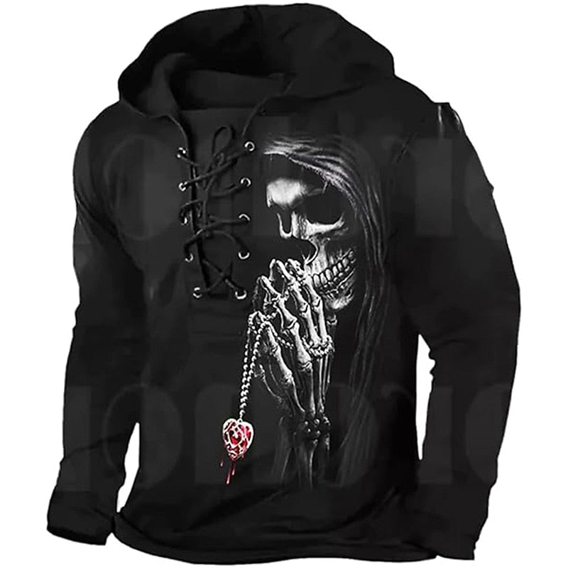 Cole | Halloween Hoodie z Wiązaniem w Kształcie Czaszki