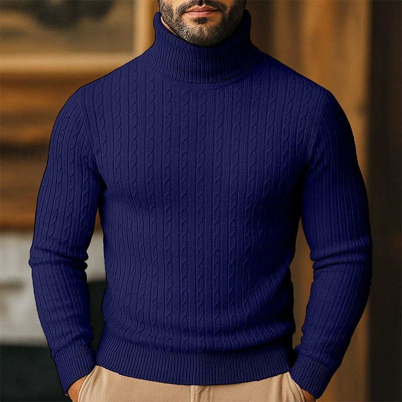 Rupert | Sweter z golfem w splot kablowy