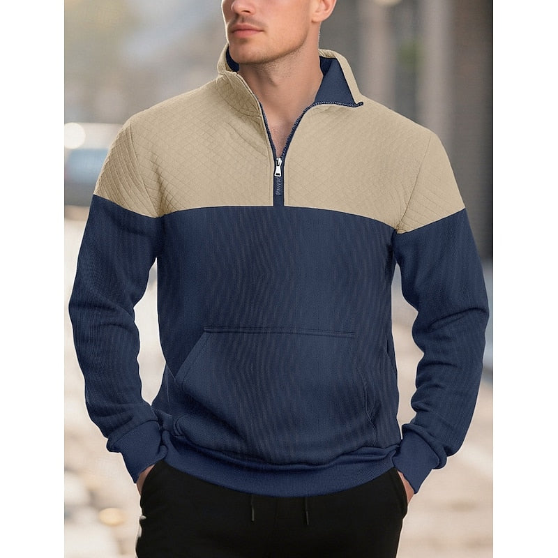 Braxton | Teksturowany Sweter z Kapturem na Ćwierć Zippa