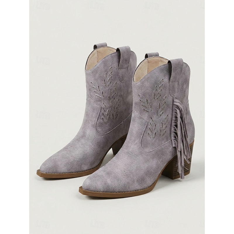 Corinne | Zamszowe Botki w Stylu Western