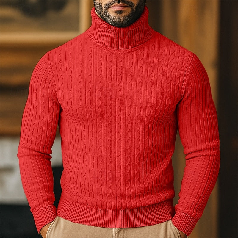 Rupert | Sweter z golfem w splot kablowy