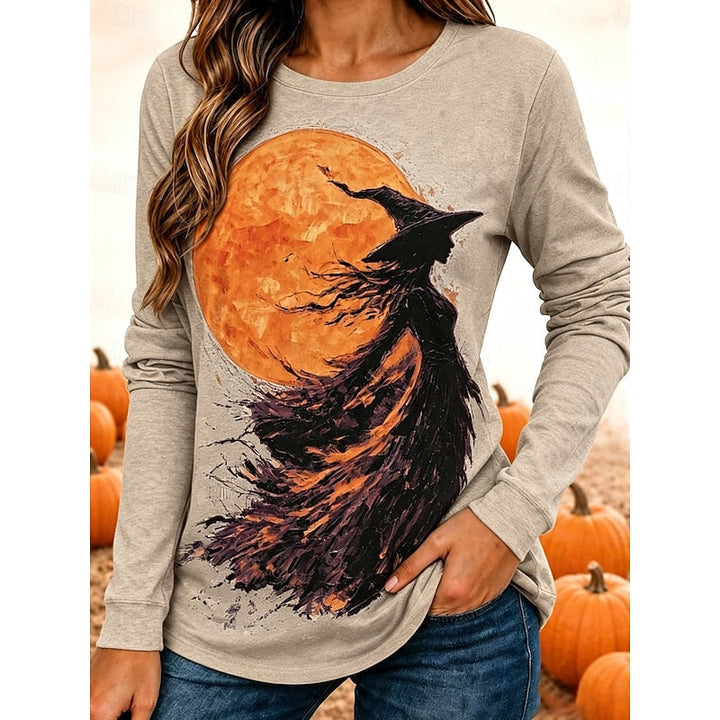 Fern | Koszulka z Długim Rękawem z Grafika Czarownicy na Halloween