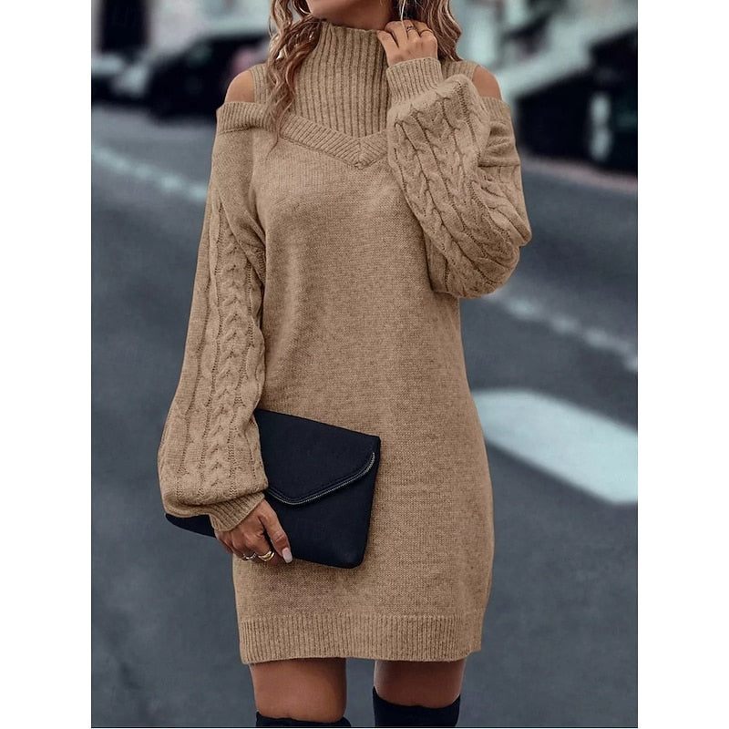 Winifred | Sukienka swetrowa z dekoltem typu cold-shoulder