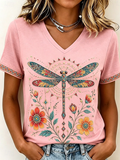 Yvette | Artystyczny T-shirt z dekoltem w serek
