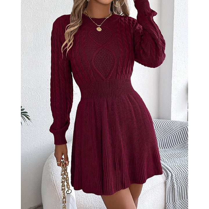 Whitney | Sukienka Sweterkowa z Warkoczowym Splotem